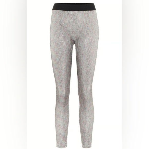 Paco Rabanne Bodyline Colorblock Multicolor Metallic Knit Leggings - Picture 2 of 7